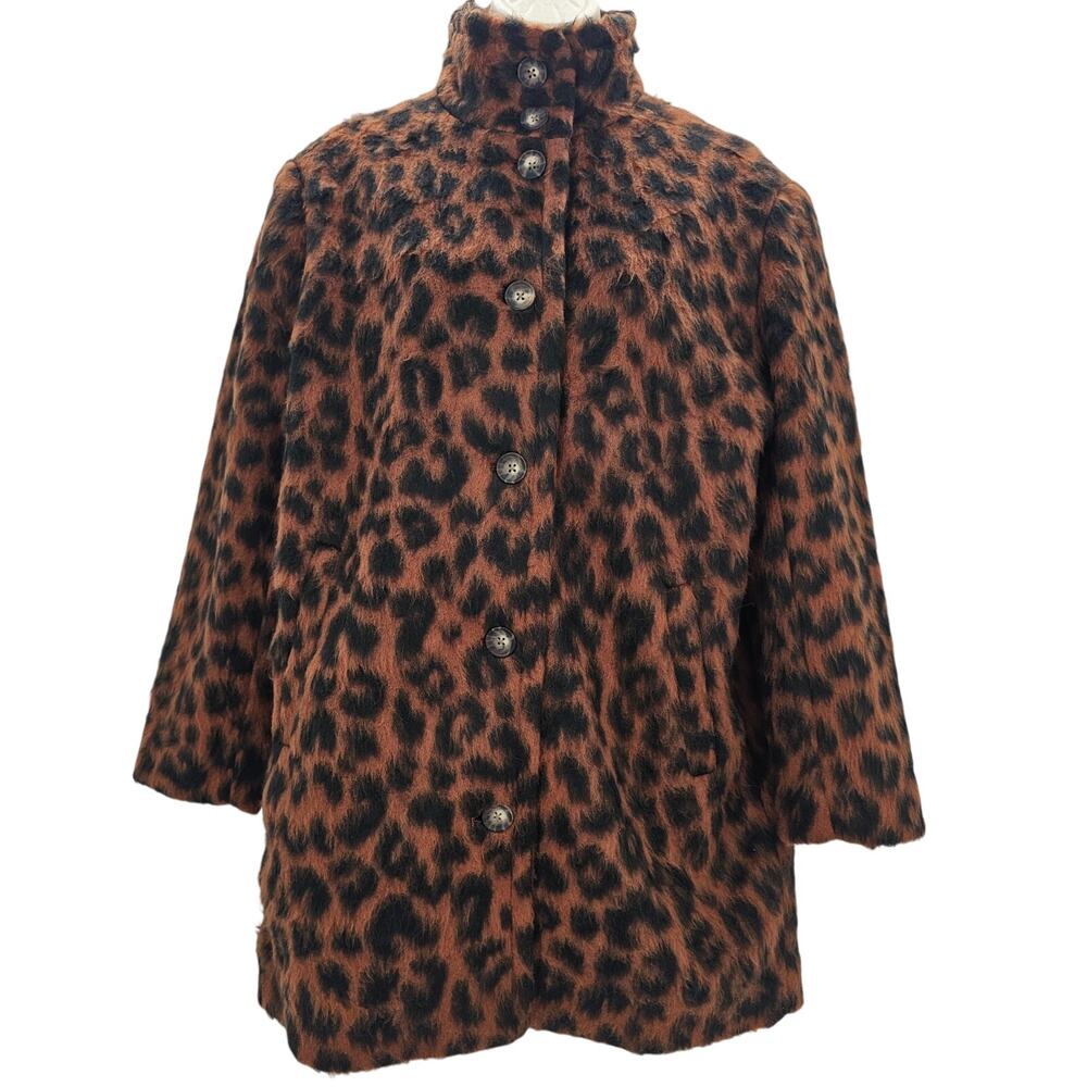 Marine Layer Womans size XS Stephanie Cocoon Coat Cheetah Print Wool Blend NEW